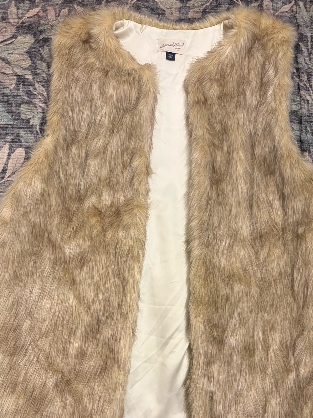 Universal Thread Cream Faux Fur Vest - Open Front